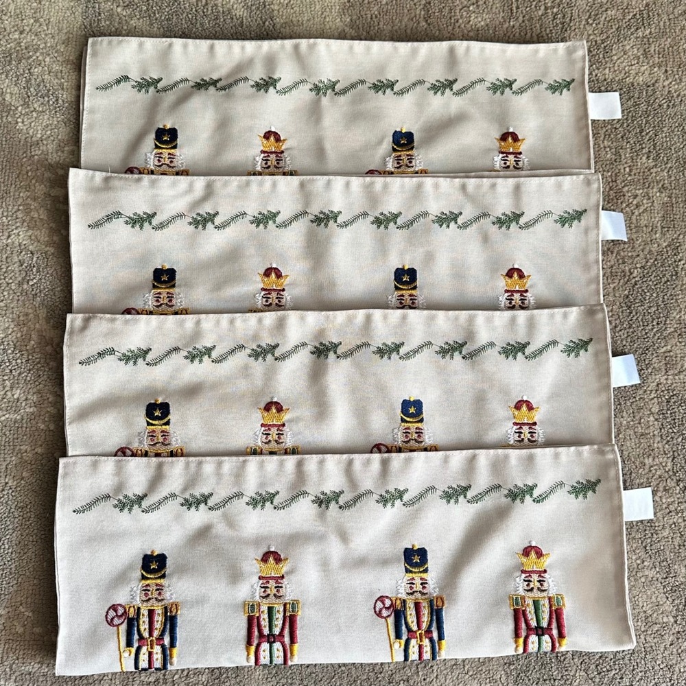 Huntington Home Nutcracker Embroidered Placemats x 4 Christmas Holiday Festive
